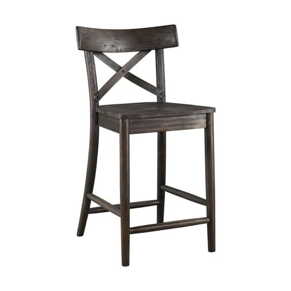 Picket House Furnishings Calhoun 24" Counter Stool in Dark Brown