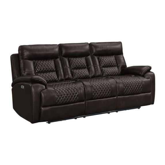 Elements Campo Power Motion Sofa with Power Motion Head Recliner in Pebble Brown