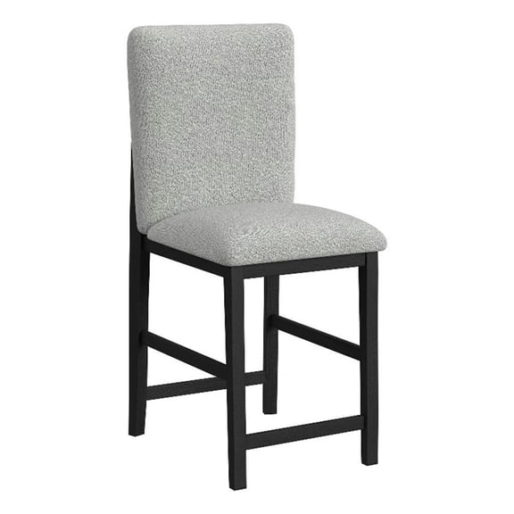 Picket House Furnishings Canal Square Back Barstool with Grey Fabric in Black