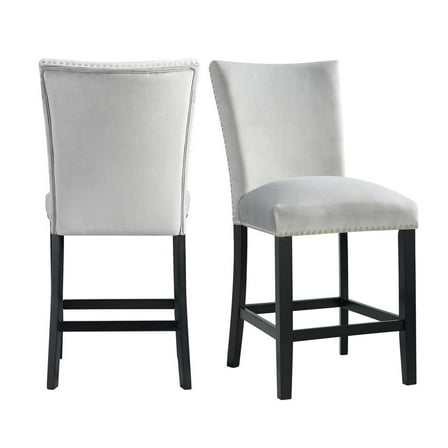Picket House Furnishings Celine Gray Velvet Counter Height Chair Set