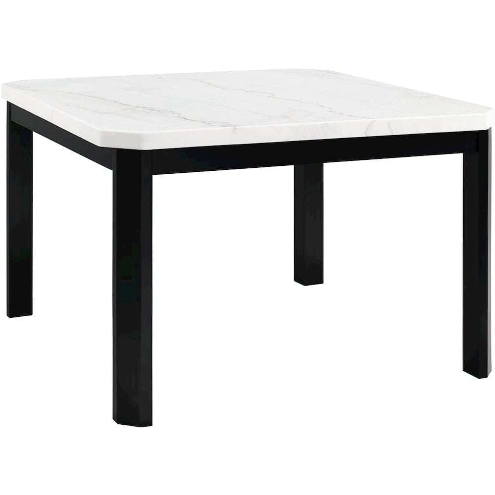 Transitional Black and White Marble Square Counter Height Dining Table