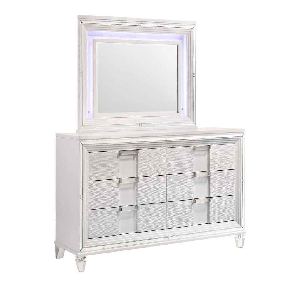 White Double Dresser with Mirror and Felt-Lined Drawers