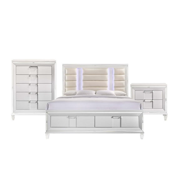 Picket House Furnishings Charlotte King Storage 3PC Bedroom Set in White