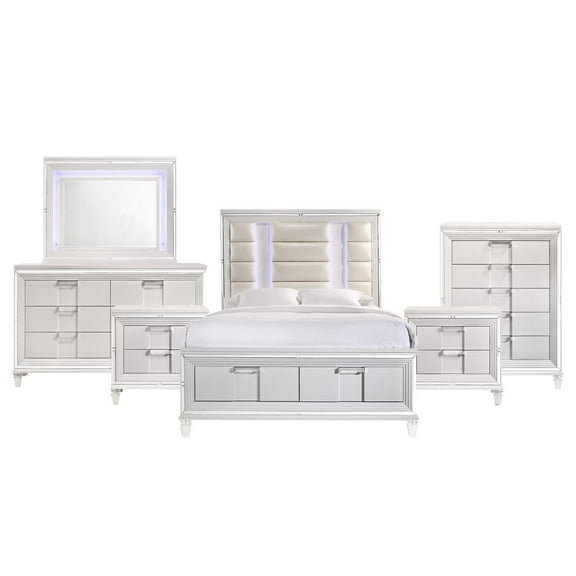 Picket House Furnishings Charlotte Queen Storage 6PC Bedroom Set in White