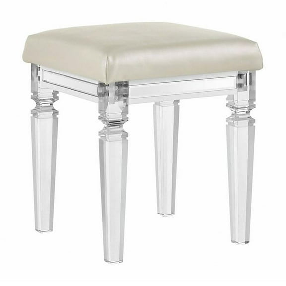 Picket House Furnishings Charlotte Vanity Stool with Acrylic Leg