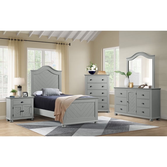Picket House Furnishings Conaughey Twin Panel Bed in Grey