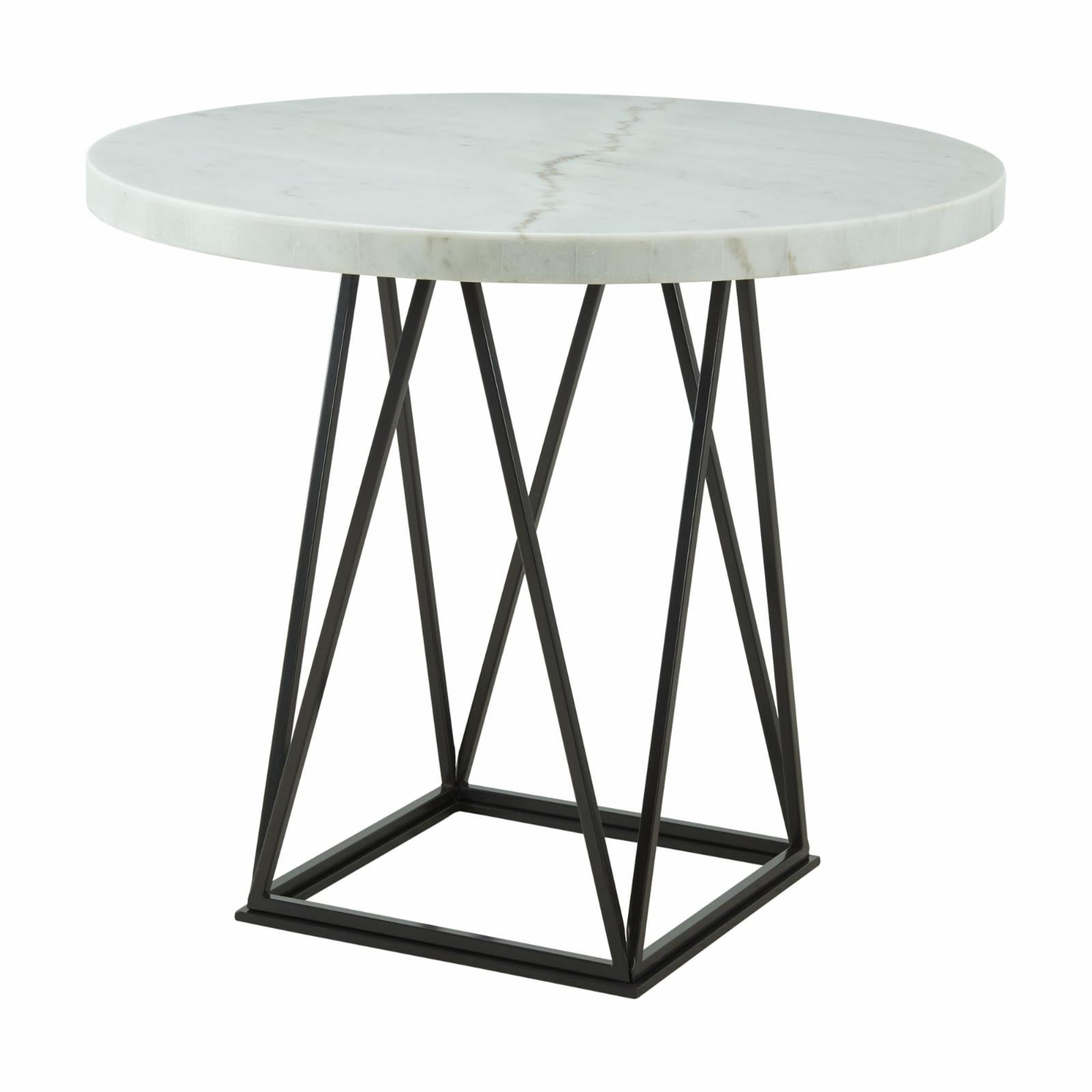 Round White Marble and Iron Counter Height Dining Table