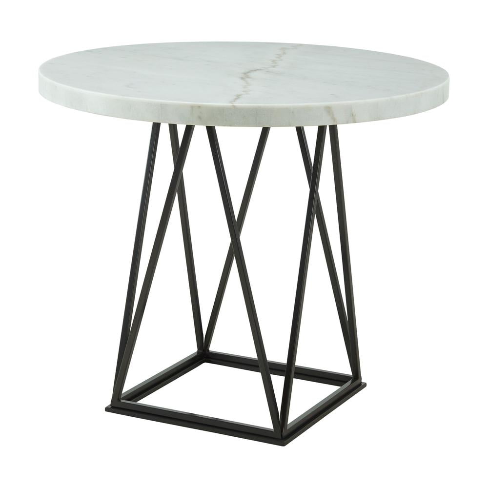 Round White Marble and Iron Counter Height Dining Table