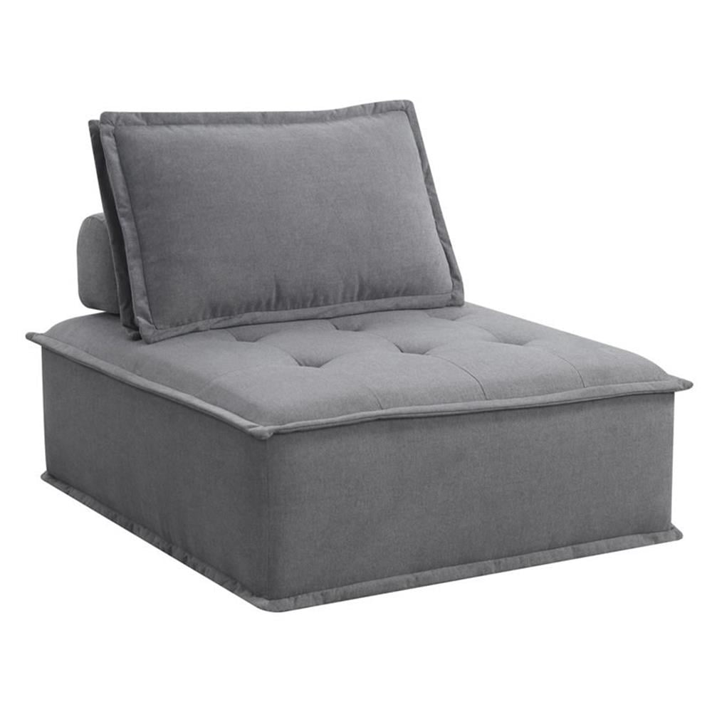 Gray Linen Modular Armless Sofa Chair