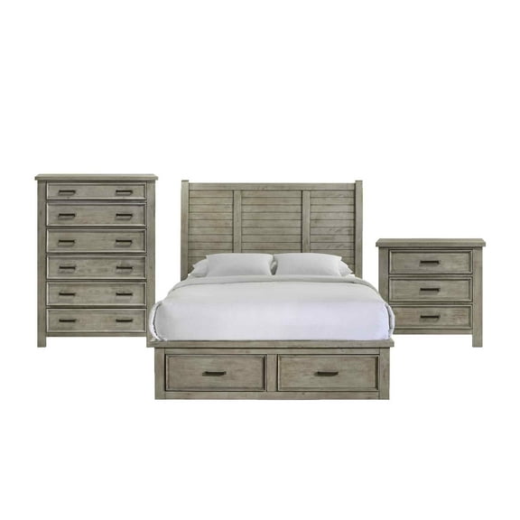 Picket House Furnishings Damen Queen Storage 3PC Bedroom Set in Drift Gray