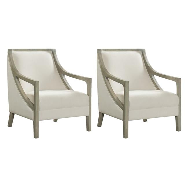 Dayna Whitewash and Beige Wood Accent Chair
