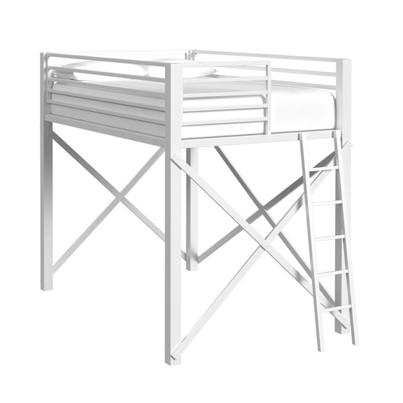 Picket House Furnishings Delilah Full Loft Bunk and Ladder in White