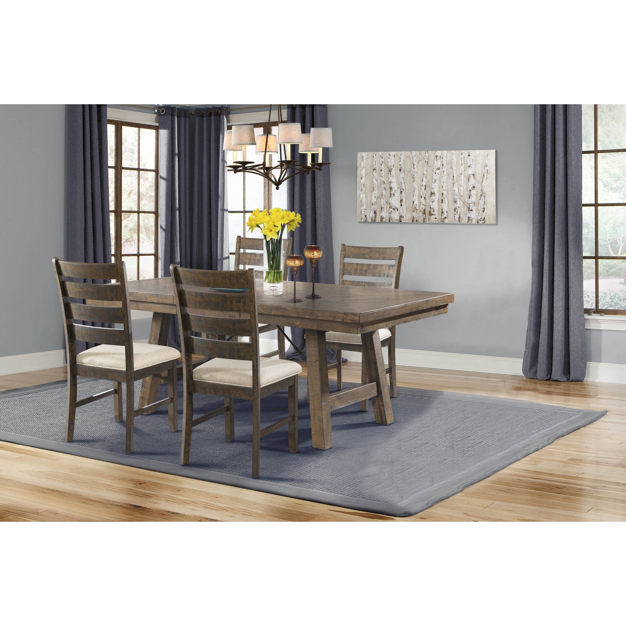 Picket House Furnishings Dex 5-Piece Dining Set-Table, 4 Ladder Side Chairs