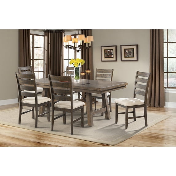 Picket House Furnishings Dex 7 Piece Dining Set in Walnut and Cream