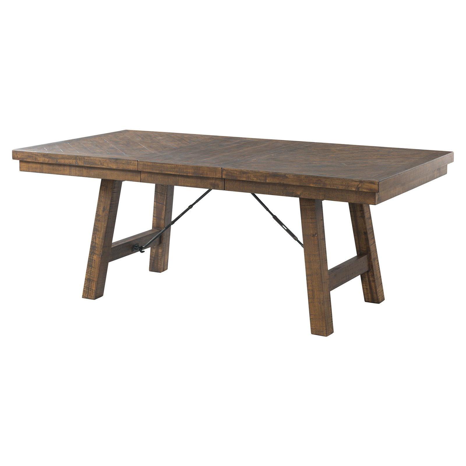Rustic Flair Extendable Dining Table in Smokey Walnut with Turnbuckle Accents