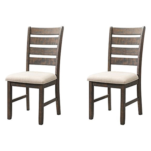 Picket House Furnishings Dex Ladder Back Side Chair Set - Smokey Walnut/ Cream Upholstery