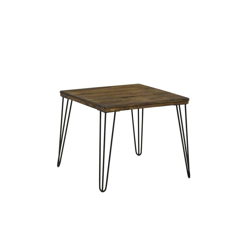 Dunbar Walnut and Black Metal Square End Table