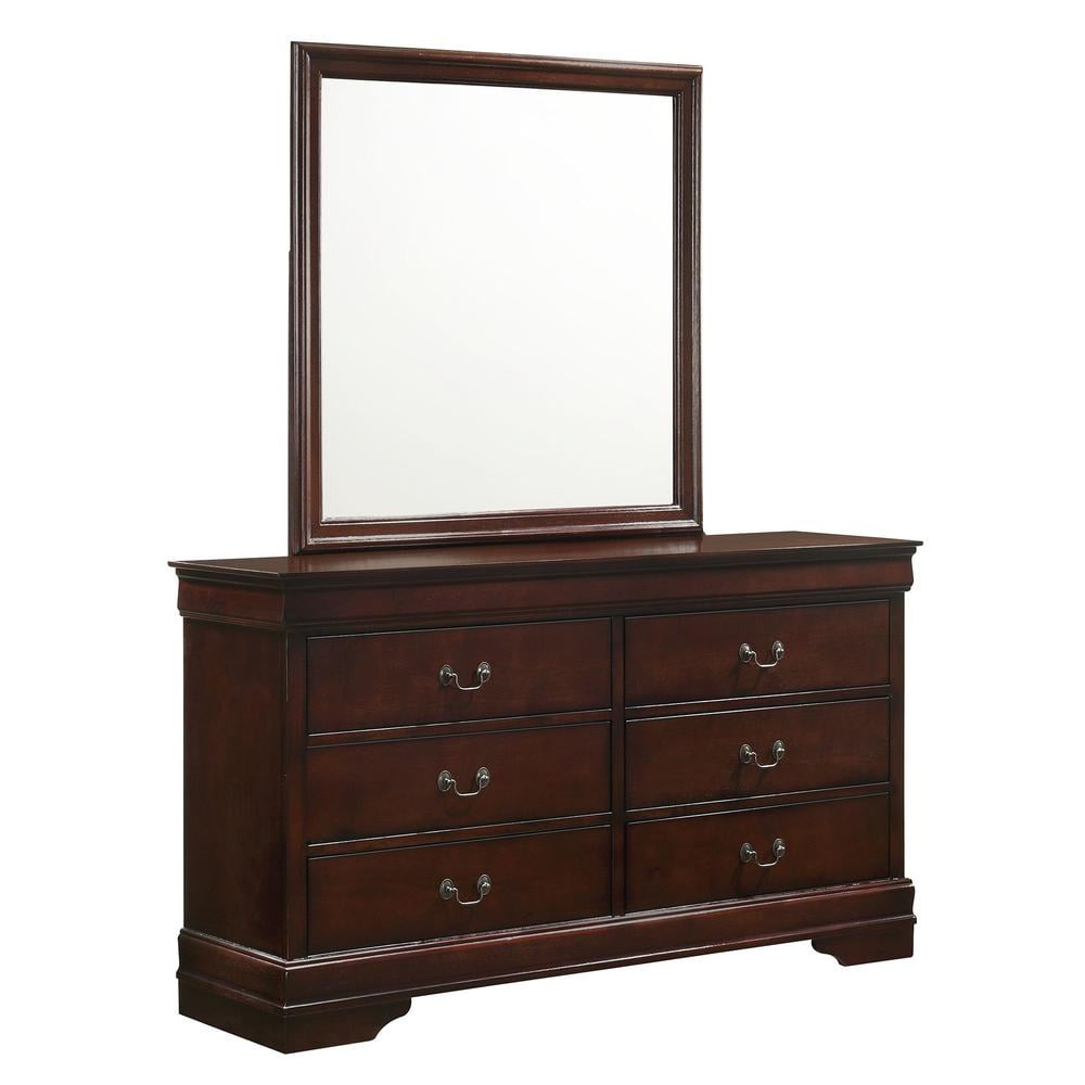 Ellington Cherry 6-Drawer Dresser with Vertical Mirror