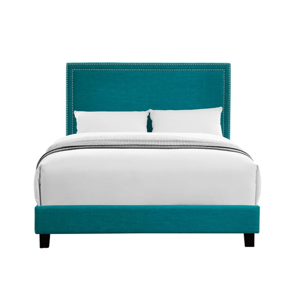Picket House Furnishings Emery Upholstered Queen Platform Bed, Teal