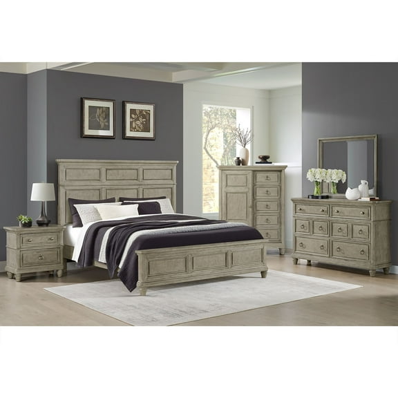 Picket House Furnishings Emiko 5-Drawer Door Chest in Light Gray