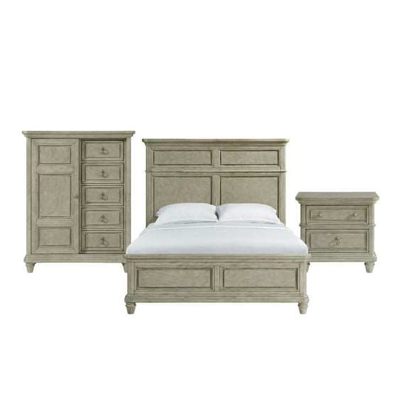 Picket House Furnishings Emiko Queen Panel 3PC Bedroom Set - Gray
