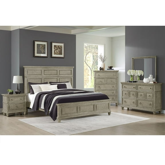 Picket House Furnishings Emiko Queen Panel Bed in Light Gray