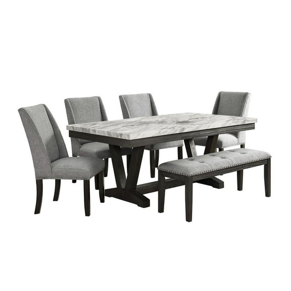 Picket House Furnishings Eve 6PC Dining Set in Charcoal