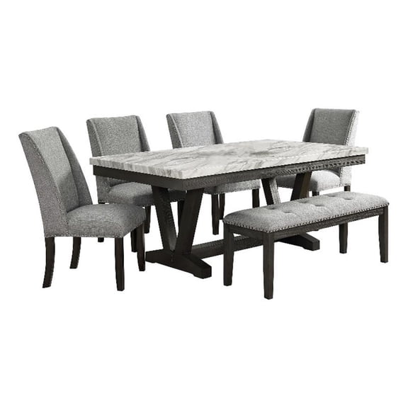 Picket House Furnishings Eve 6PC Dining Set in Charcoal