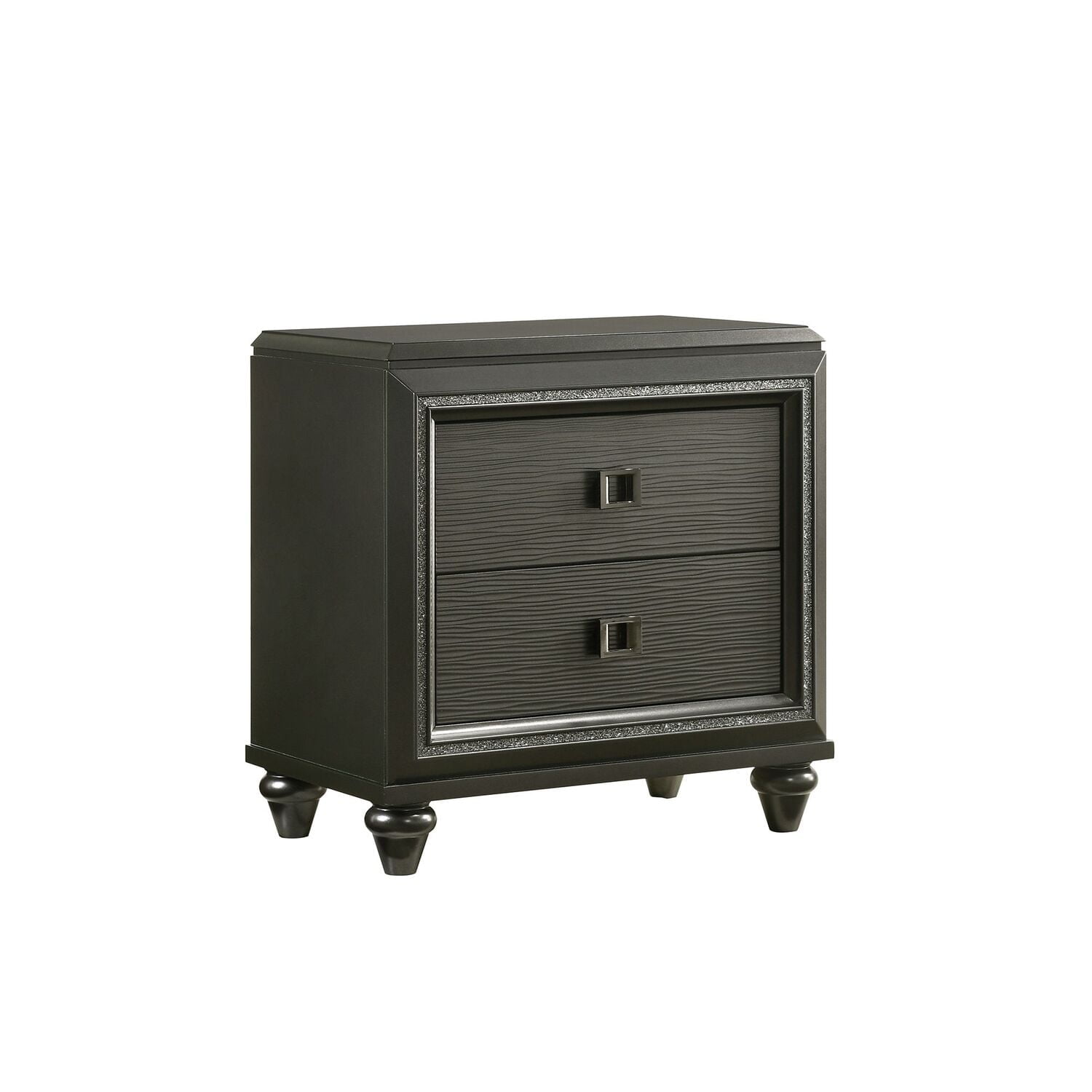 Gray Transitional 2-Drawer Nightstand with USB Port