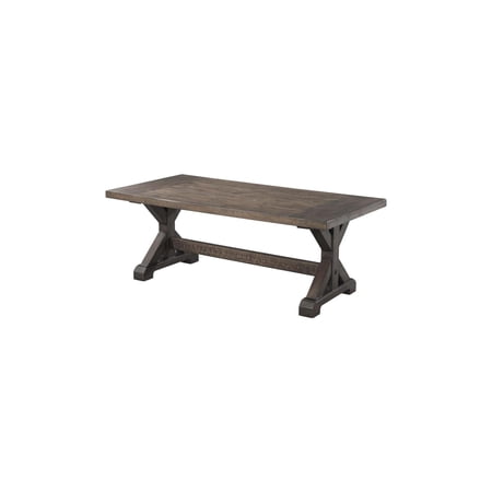 Picket House Furnishings Flynn Rectangular Coffee Table w/Trestle Base in Walnut