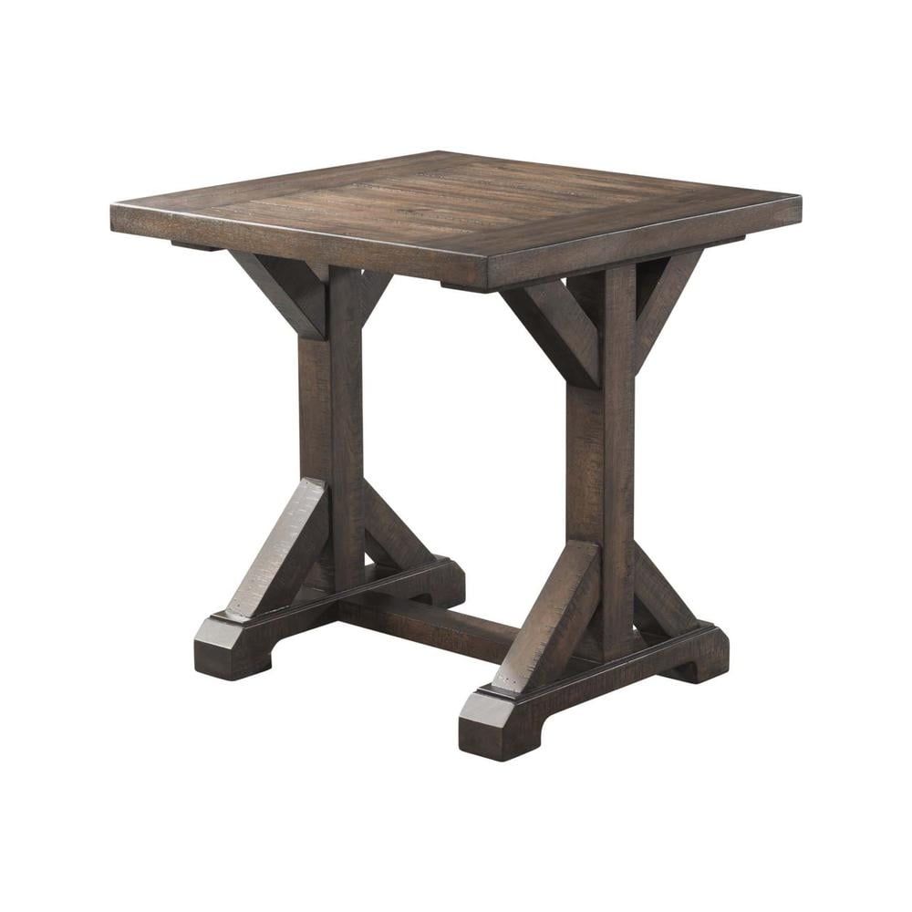 Flynn Rustic Walnut Solid Wood Square End Table