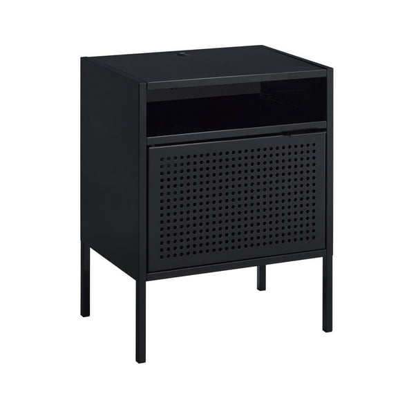 Picket House Furnishings Gemma Metal Nightstand with USB Port in Black