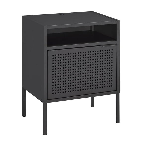 Picket House Furnishings Gemma Metal Nightstand with USB Port in Gray