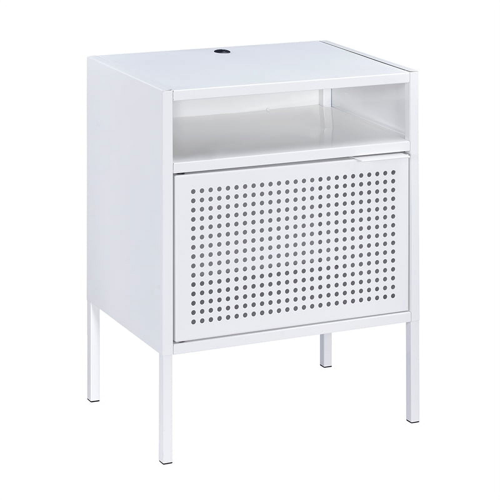 Gemma 19" White Metal Nightstand with USB Port