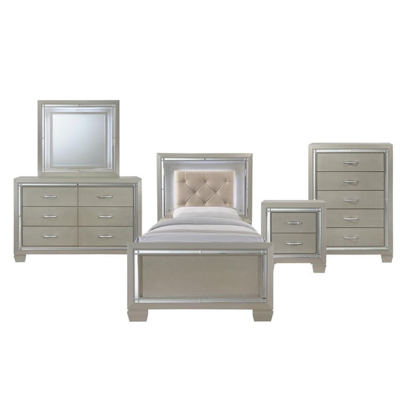 Picket House Furnishings Glamour 5 Piece Twin Panel Bedroom Set