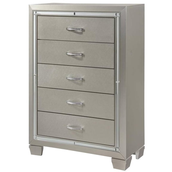 Picket House Furnishings Glamour Youth 5 Drawer Chest in Champagne