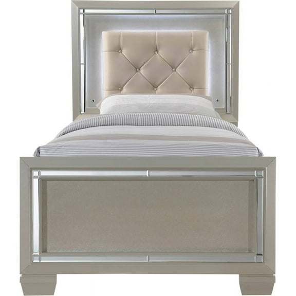 Picket House Furnishings Glamour Youth Twin Platform Bed, Champagne
