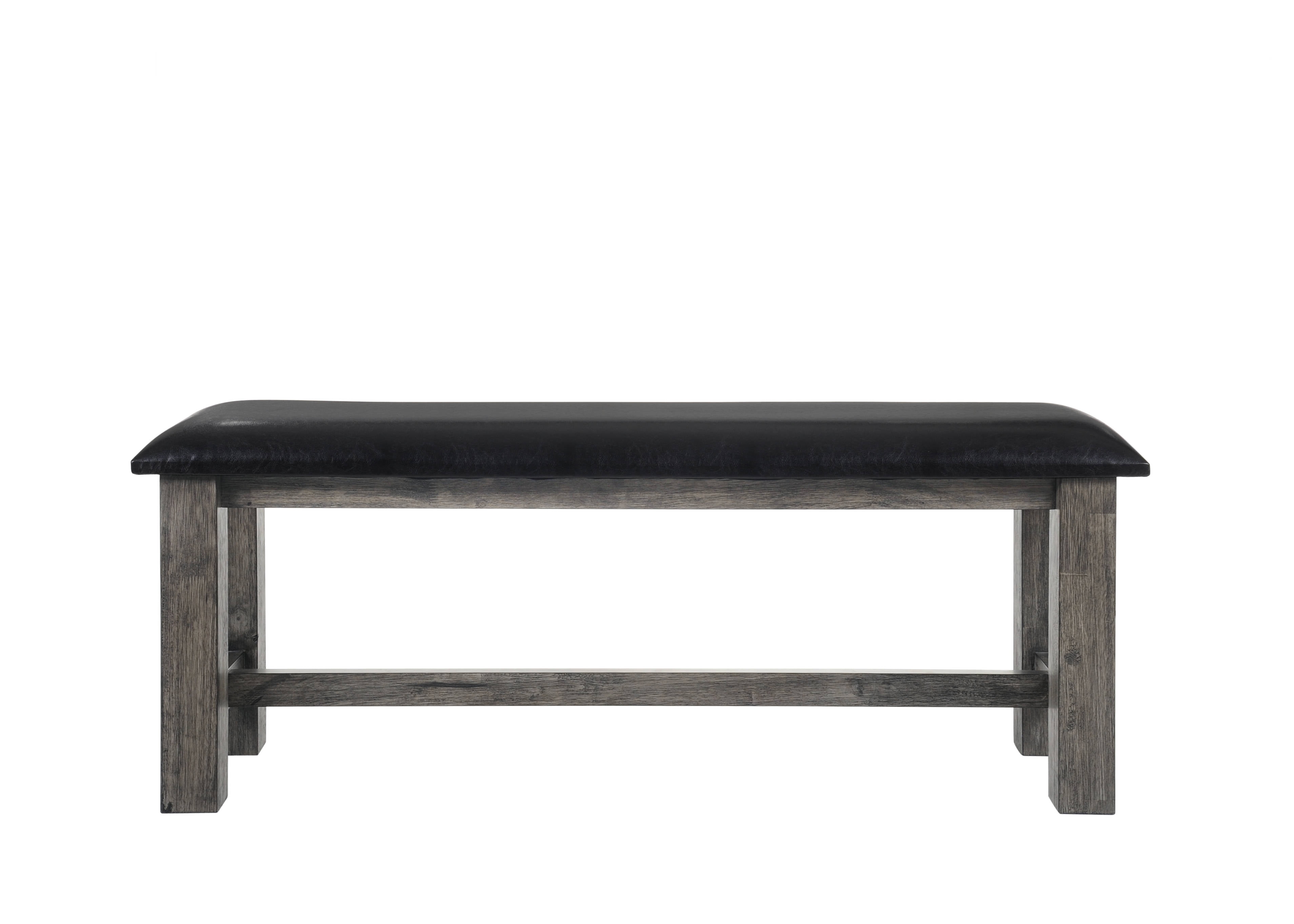 Grayson Rustic 47" Black Faux Leather Upholstered Dining Bench