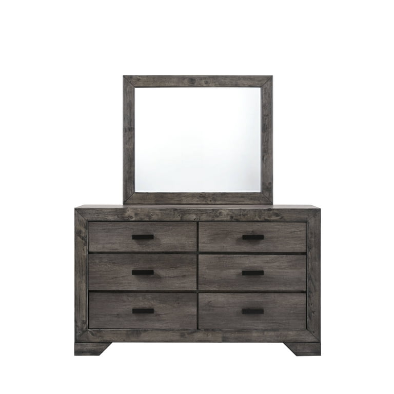 slim fit dress slacks Watson 6-drawer Dresser with Mirror Grey Oak – Furniture Avenue main image 0