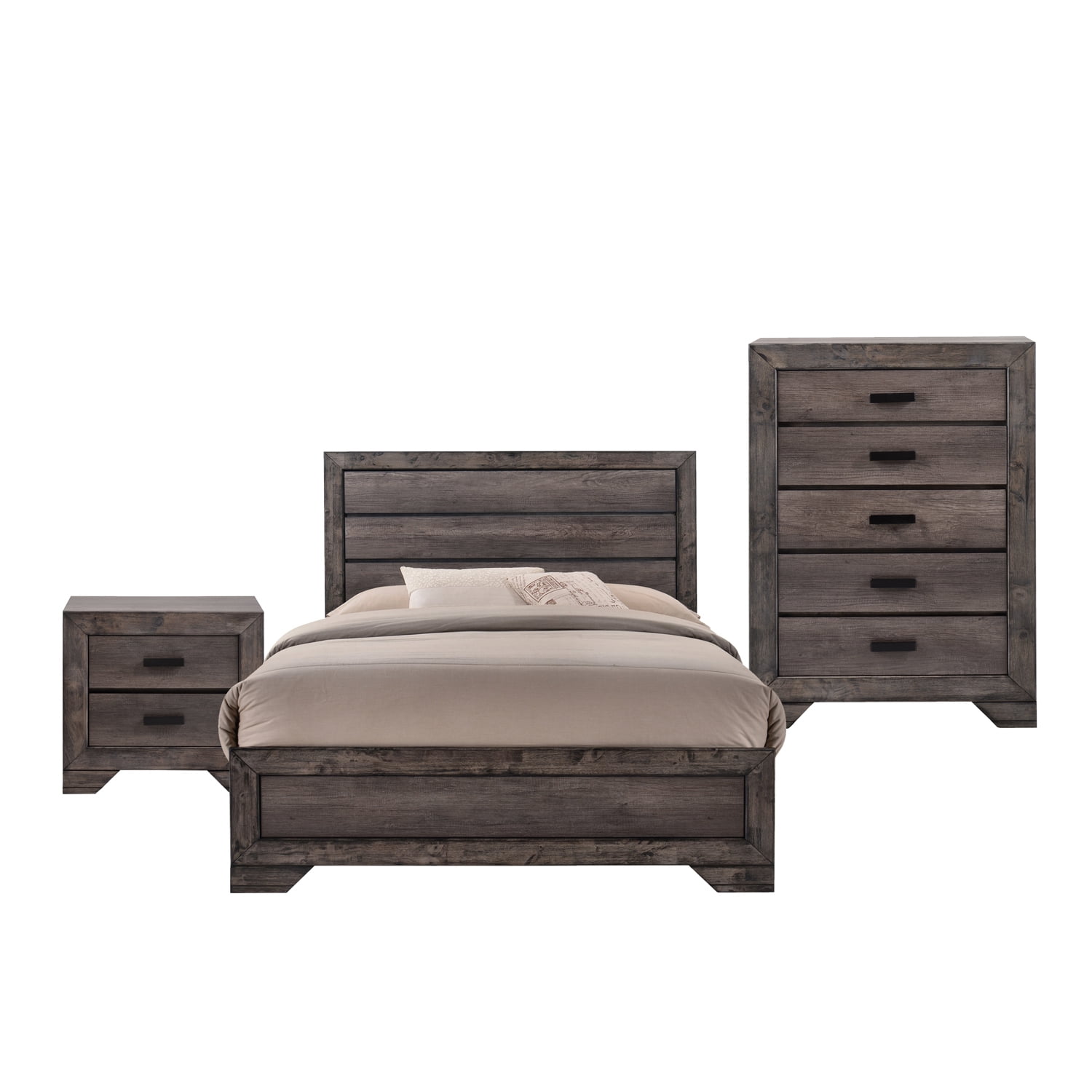 Picket House Furnishings Grayson King Panel 3pc Bedroom Set, Grey Oak