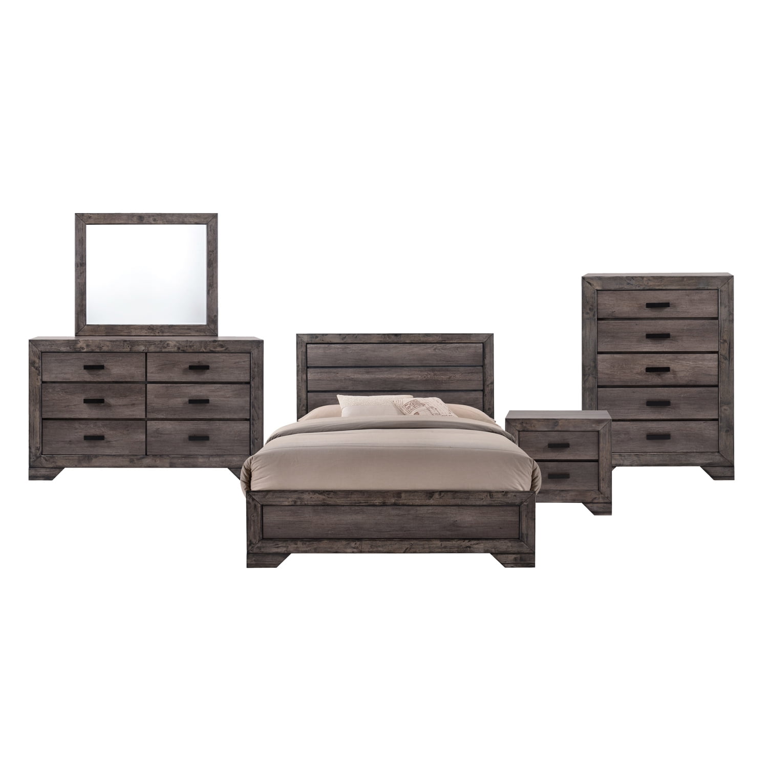 Picket House Furnishings Grayson King Panel 5pc Bedroom Set, Grey Oak