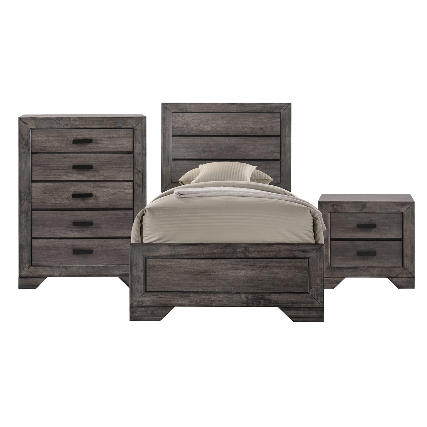 Grayson Dark Brown Twin Panel 3PC Bedroom Set