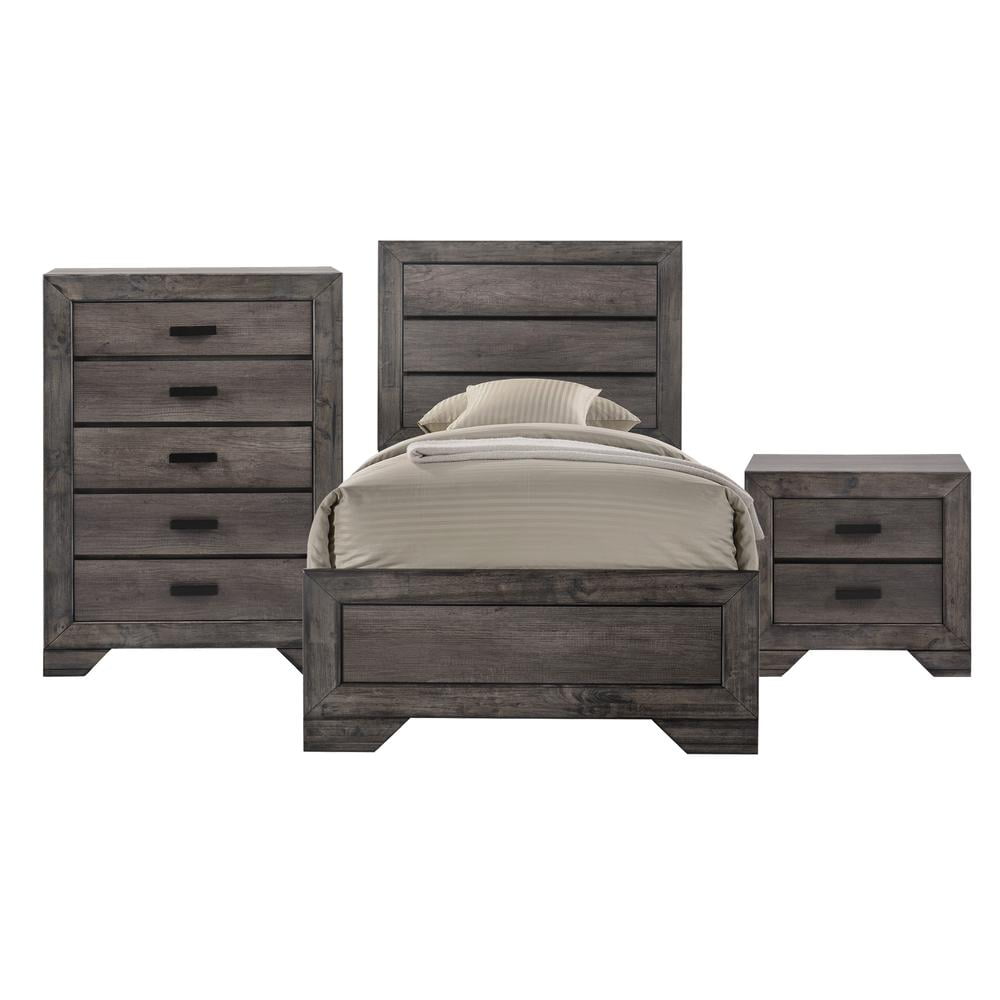 Grayson Dark Brown Twin Panel 3PC Bedroom Set