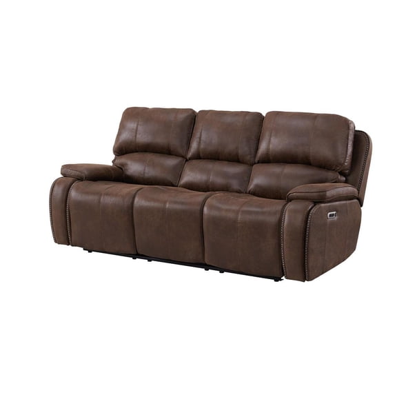 Picket House Furnishings Grover Power Motion Sofa-Power Head Recliner-Brown