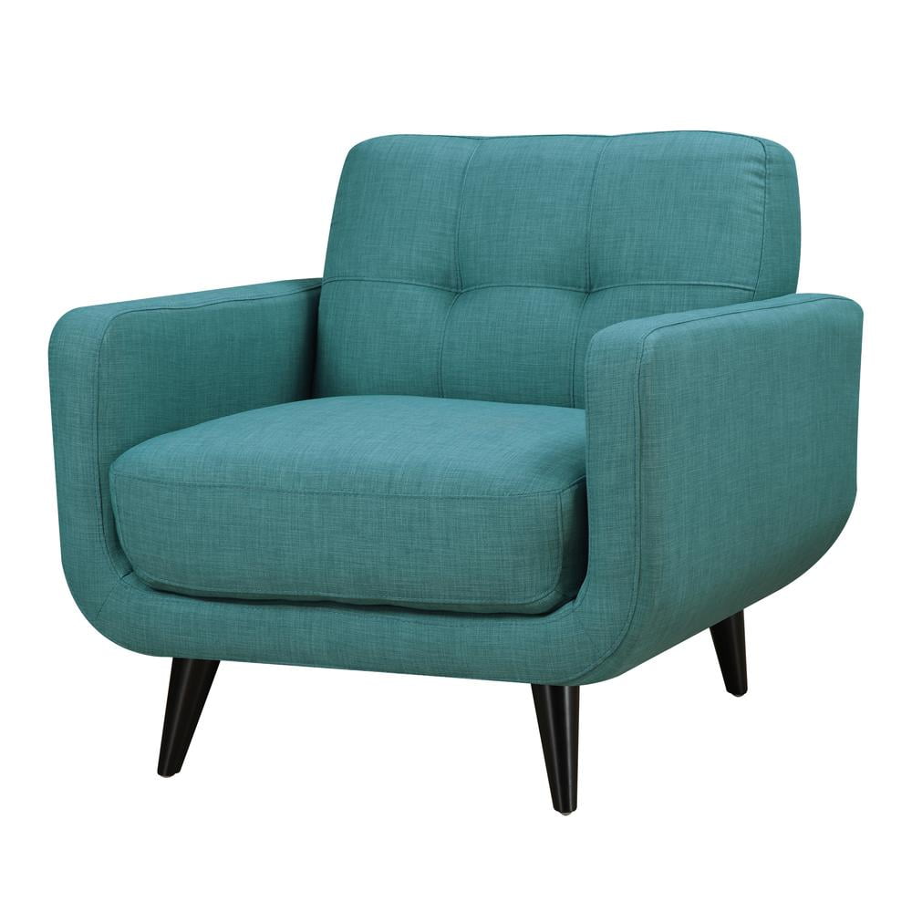Teal Mid-Century Modern Accent Chair with Tufted Cushions