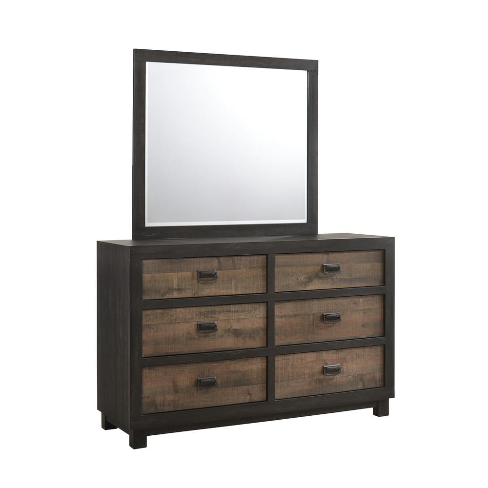 Harrison Dark Wood 6-Drawer Dresser with Felt Lined Drawer