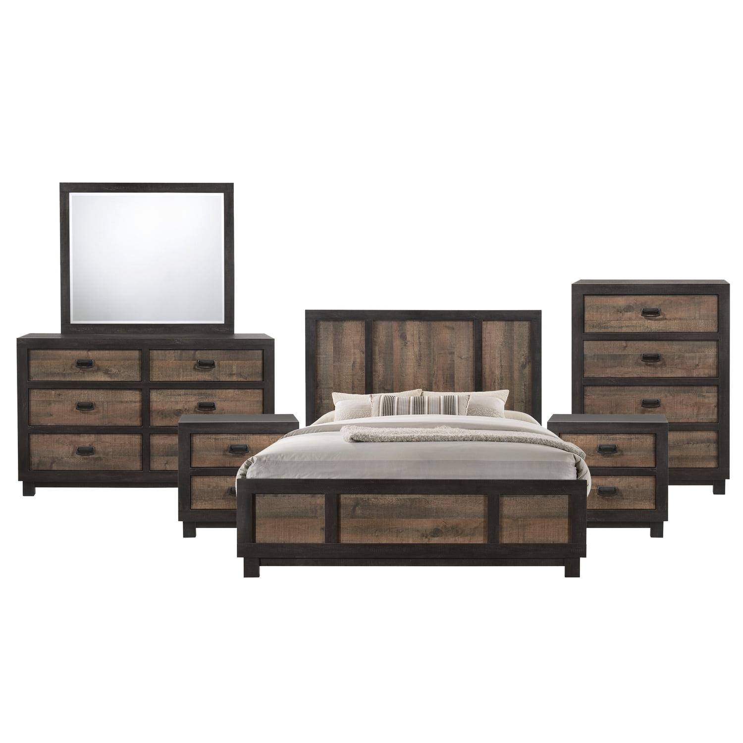Harrison Dark Brown Walnut Queen 6-Piece Bedroom Set