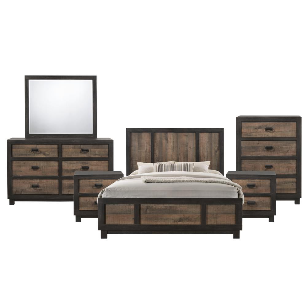 Harrison Dark Brown Walnut Queen 6-Piece Bedroom Set
