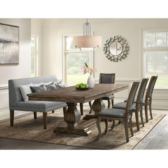 Picket House Furnishings Hayward 6 PC Dining Set -Table - Four Chairs and Settee