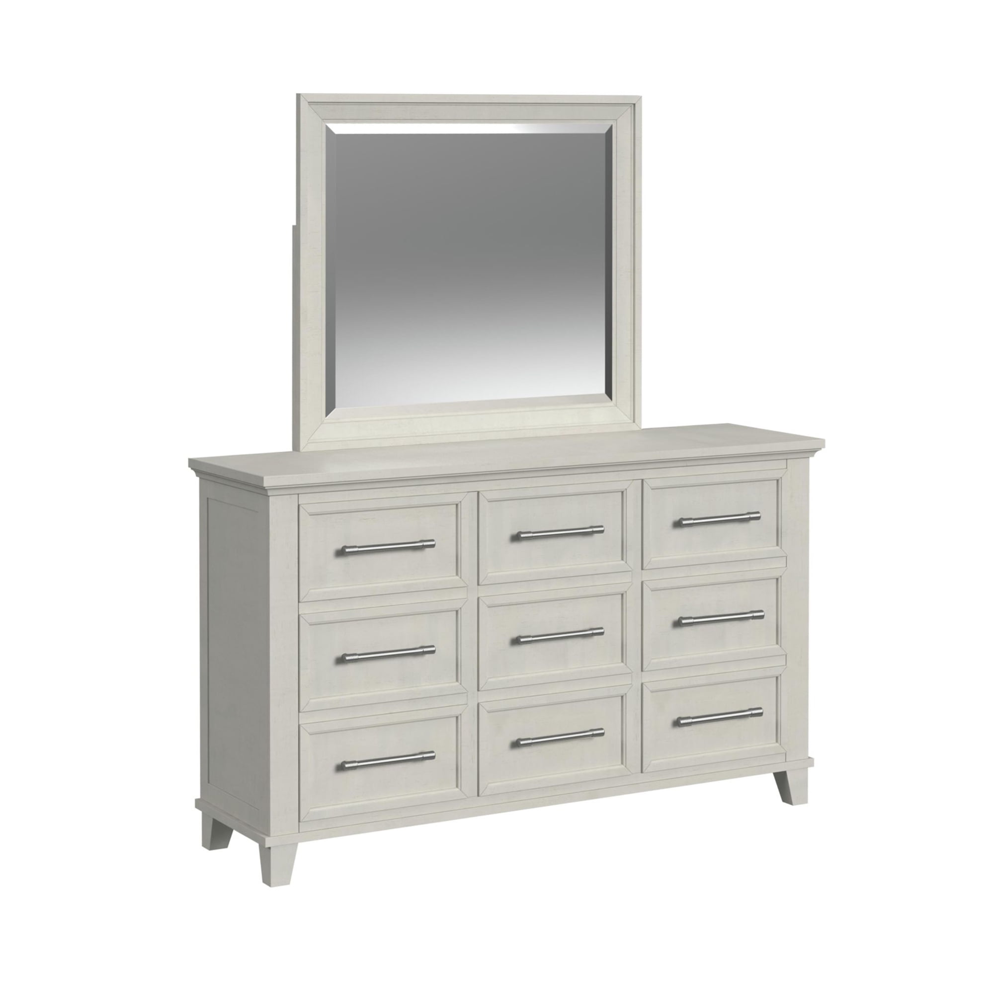 ivory dresser set Marsden Mid-Century Modern Ivory 6-Drawers 54 in. Rattan Cane Dresser without Mirror
